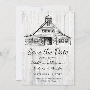 Rustic Country Barn Simple Wood Save The Date