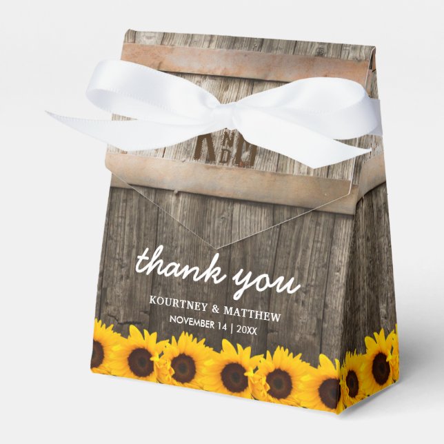 Rustic Country Barn Sunflower Wedding Favour Box (Front Side)