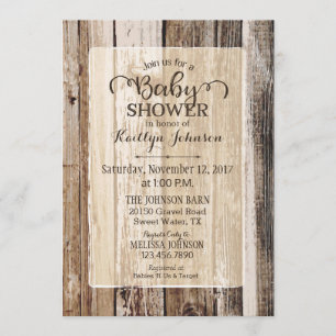 Rustic Country Barn Wood Baby Shower Invitation