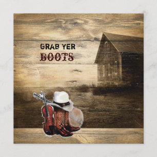 Rustic Country Barn Wood Barn Wedding Invitation