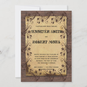 Rustic Country Barn Wood Beauty Wedding Invitation