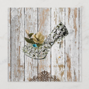 rustic country barn wood bohemian wedding invitation