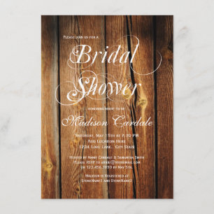 Rustic Country Barn Wood Bridal Shower Invitations
