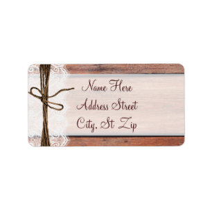 Rustic Country Barn Wood Lace Twine Address Labels
