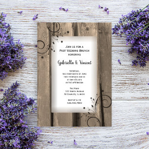 Rustic Country Barn Wood Post Wedding Brunch Invitation
