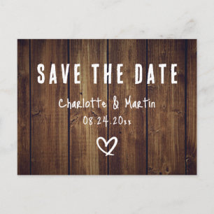 Rustic Country Barn Wood Save The Date Postcard