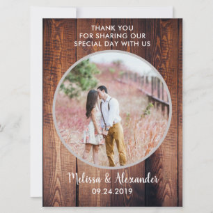Rustic country barn wood Thank You photo wedding