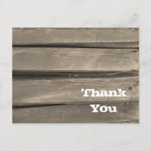Rustic Country Barn Wood Thank You Postcard