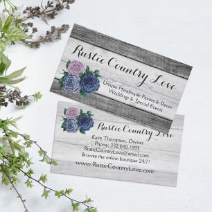 Rustic Country Barn Wood & Vintage Roses Shabby Business Card