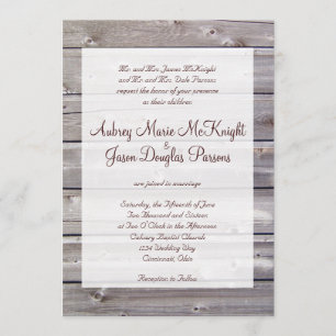 Rustic Country Barn Wood Wedding Invitations