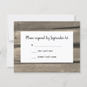 Rustic Country Barn Wood Wedding RSVP Card
