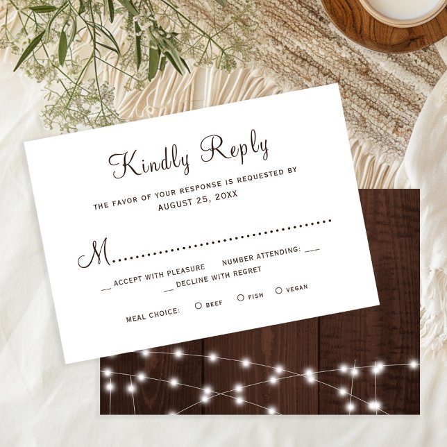 Rustic country barn wood wedding RSVP card (Creator Uploaded)