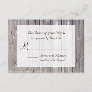 Rustic Country Barn Wood Wedding RSVP Cards