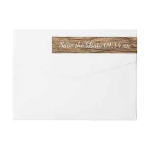 Rustic Country Barn Wood Wedding Save the Date Wrap Around Label