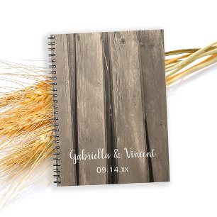 Rustic Country Barn Wood Wedding Spiral Notebook
