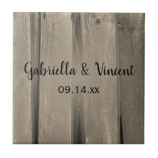 Rustic Country Barn Wood Wedding Tile