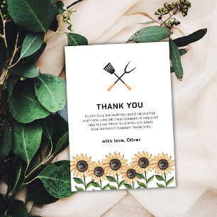 Rustic Country BBQ Sunflower Baby Shower  Thank You Card