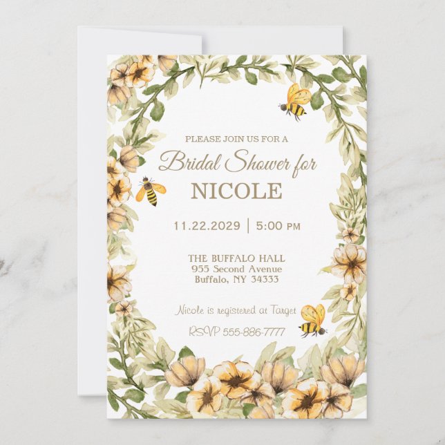 Rustic Country Bees Bridal Shower  Invitation (Front)