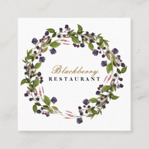 Rustic Country Blackberry Fall Autumn Wreath Square Business Card