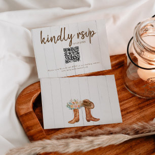 Rustic Country Boots RSVP Card with QR Code