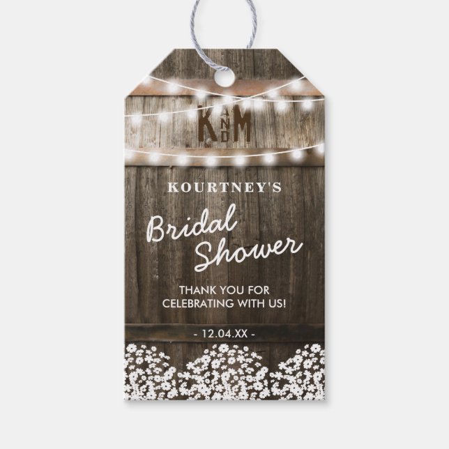 Rustic Country Bridal Shower Gift Tags (Front)