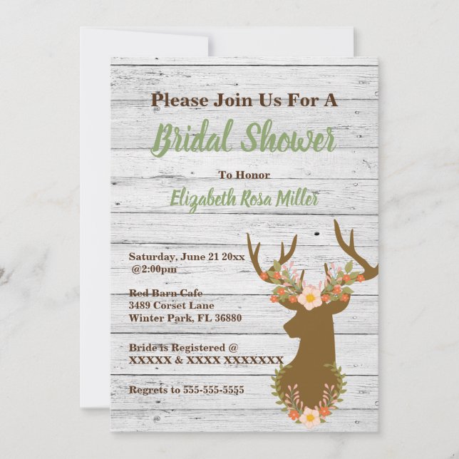 Rustic Country Bridal Shower Invitation (Front)