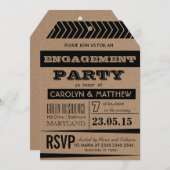 Rustic | Country Brown Black Enagagement Party Tag Invitation (Front/Back)