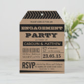 Rustic | Country Brown Black Enagagement Party Tag Invitation (Standing Front)