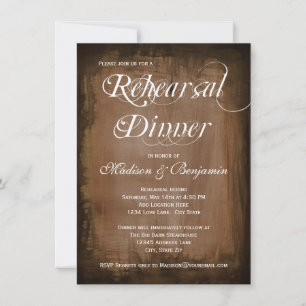 Rustic Country Brown Rehearsal Dinner Invitations