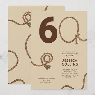 Rustic Country Brown Rope 60th Birthday Party Invitation