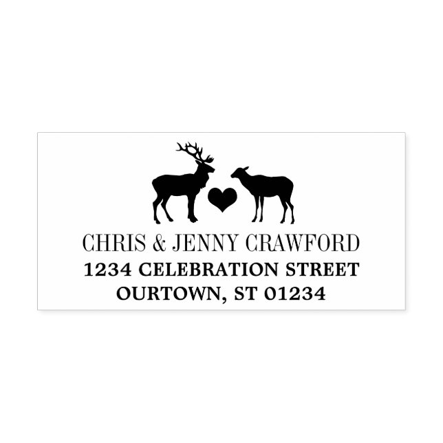 Rustic Country Buck and Doe Return Address Rubber Stamp (Imprint)