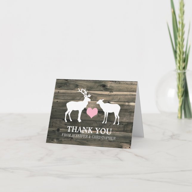 Rustic Country Buck and Doe Thank You Card (Front)