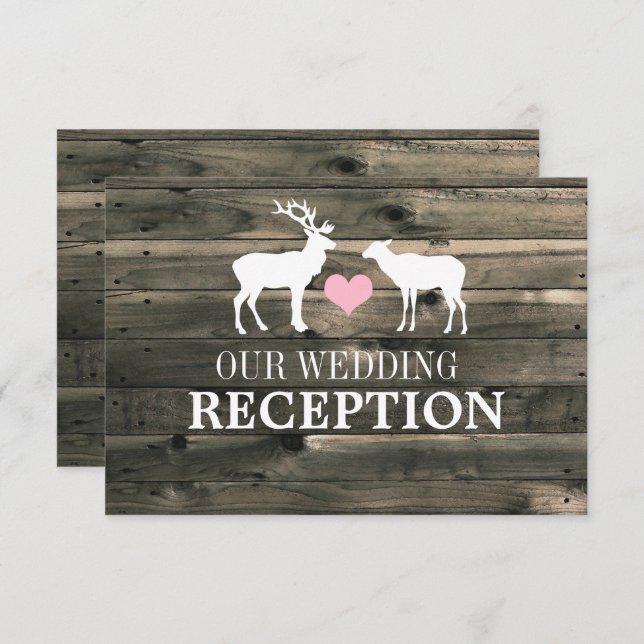 Rustic Country Buck and Doe Wedding Reception Invitation (Front/Back)