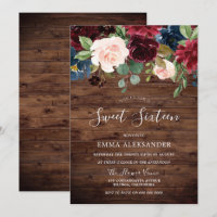 Rustic Country Burgundy Red Floral Sweet 16