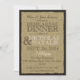 Rustic Country Burlap 5x7 Rehearsal Dinner Invitation