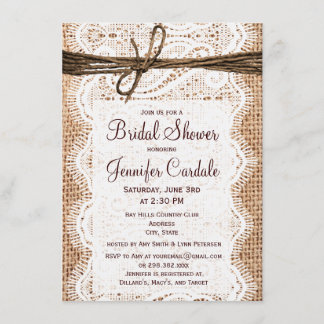 Rustic Country Burlap Bridal Shower Invitations