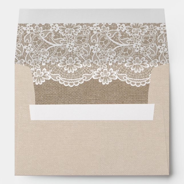 Rustic Country Burlap Elegant Lace Wedding 5x7 Envelopes (Back (Bottom))