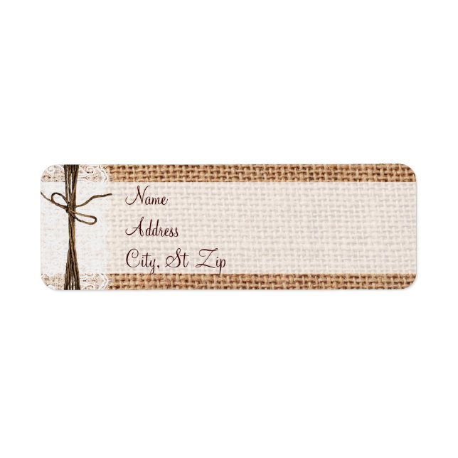 Rustic Country Burlap Lace Twine  Address Labels (Front)