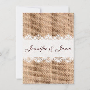 Rustic Country Burlap Lace Wedding Invitations