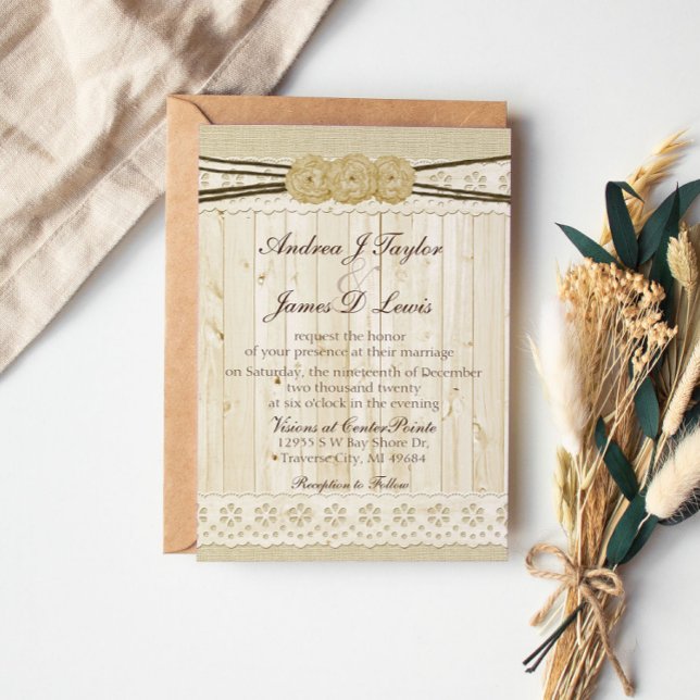 Rustic Country Burlap Wedding Invitation (Creator Uploaded)