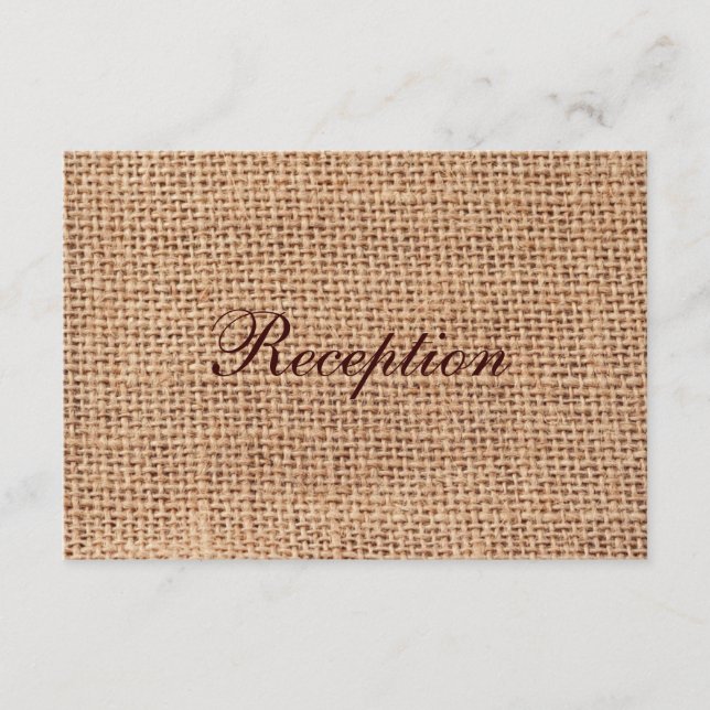 Rustic Country Burlap Wedding Reception Cards (Front)