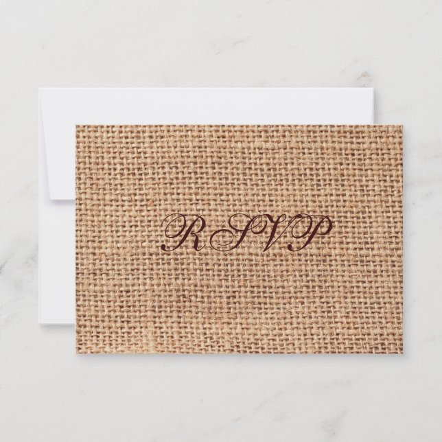 Rustic Country Burlap Wedding RSVP Cards (Front)
