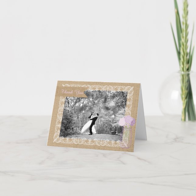 Rustic Country Burlap Wedding Thank You (Front)