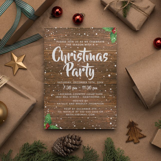 Rustic Country Business Company Christmas Party Invitation (Creator Uploaded)