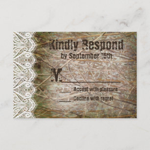 Rustic Country Camo Hunting Wedding RSVP Cards