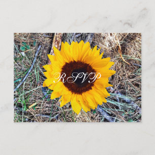 Rustic Country Camo Sunflower Wedding RSVP Cards