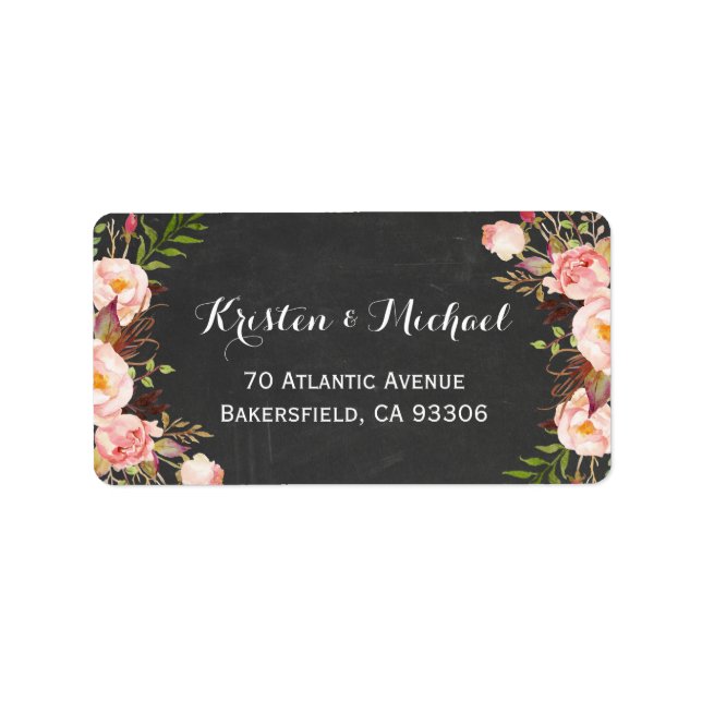 Rustic Country Chalkboard Beautiful Floral Label (Front)