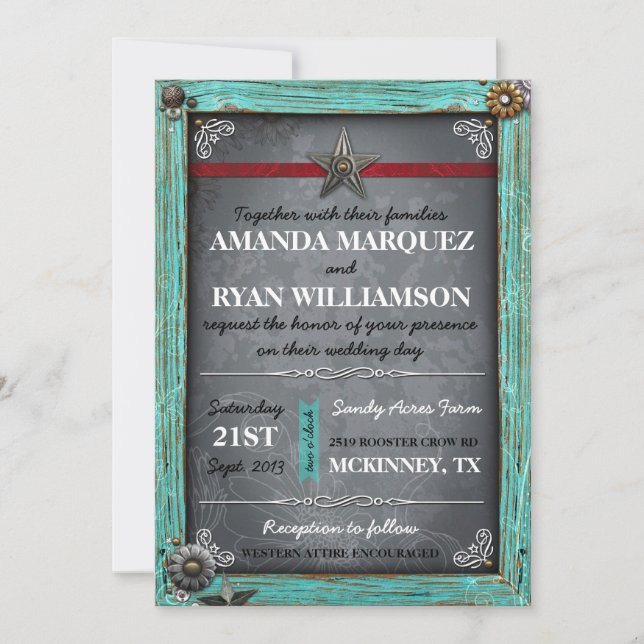 Rustic Country Chalkboard Wedding Invitation (Front)