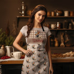 Rustic Country Checks Chicken Monogram | Name Apron<br><div class="desc">Great decor for country kitchens, this design set features a background pattern with a chicken and her chicks with a mocha brown country gingham check pattern on bottom and red accent text where you can add your initial, name or other text (e.g. "Chicken Mum"). These make wonderful housewarming, wedding, holiday...</div>