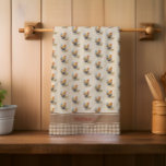 Rustic Country Checks Chicken Monogram | Name Tea Towel<br><div class="desc">Great decor for country kitchens, this design set features a background pattern with a chicken and her chicks with a mocha brown country gingham check pattern on bottom and red accent text where you can add your initial, name or other text (e.g. "Chicken Mum"). These make wonderful housewarming, wedding, holiday...</div>